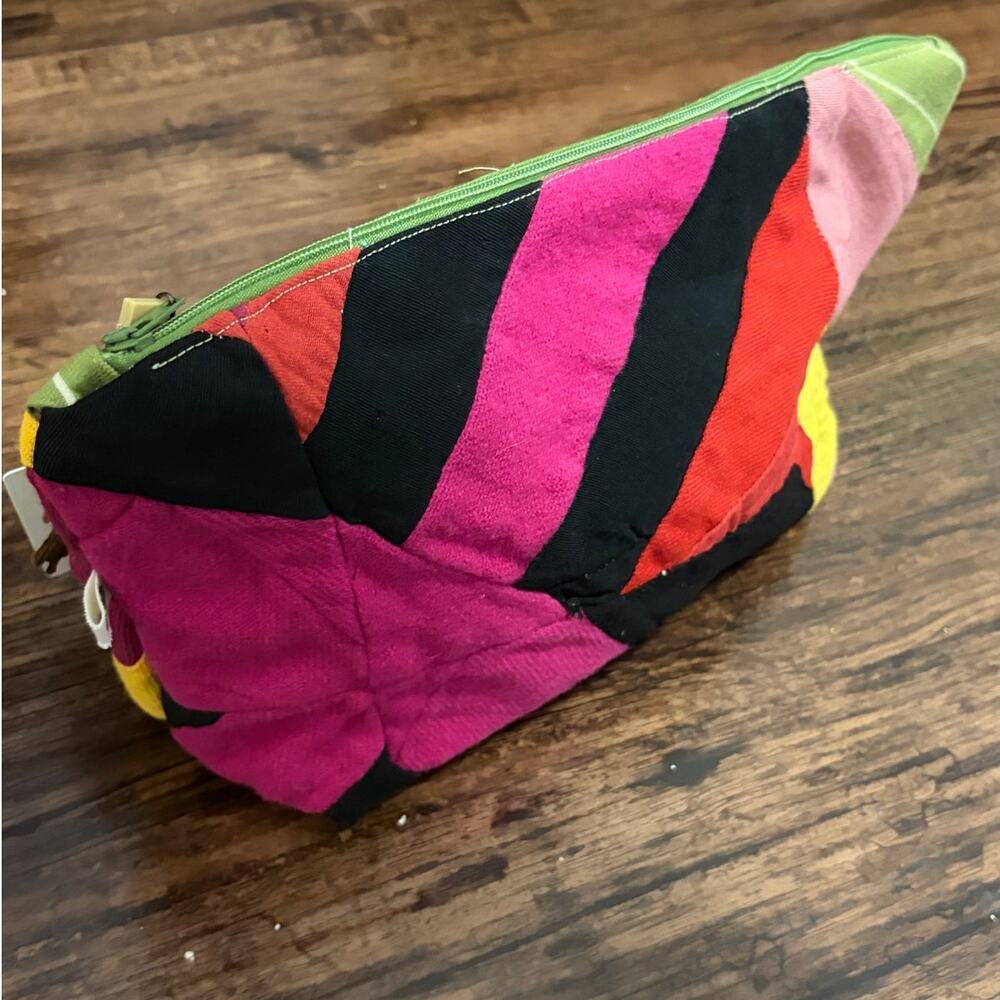 Upcycled Vintage Quilted Bag Handmade Small Zipper Pouch Toiletry Cosmetic Bag